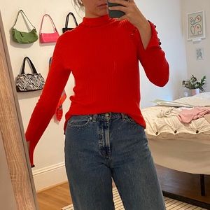 Red Ribbed Turtleneck